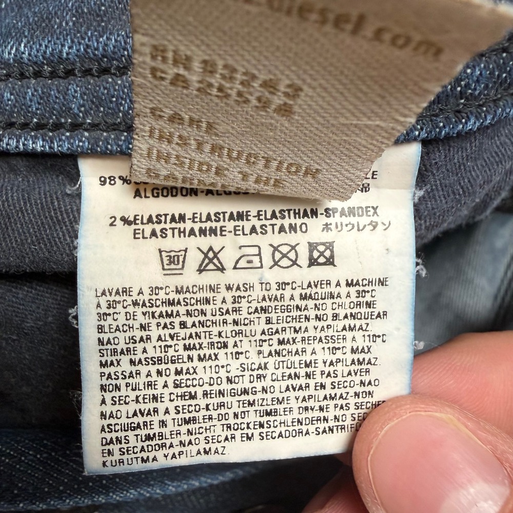 Diesel Paddom Jeans Mens 29x30 Blue Dark Wash Straight Leg Stretch Made in Italy - Picture 8 of 15